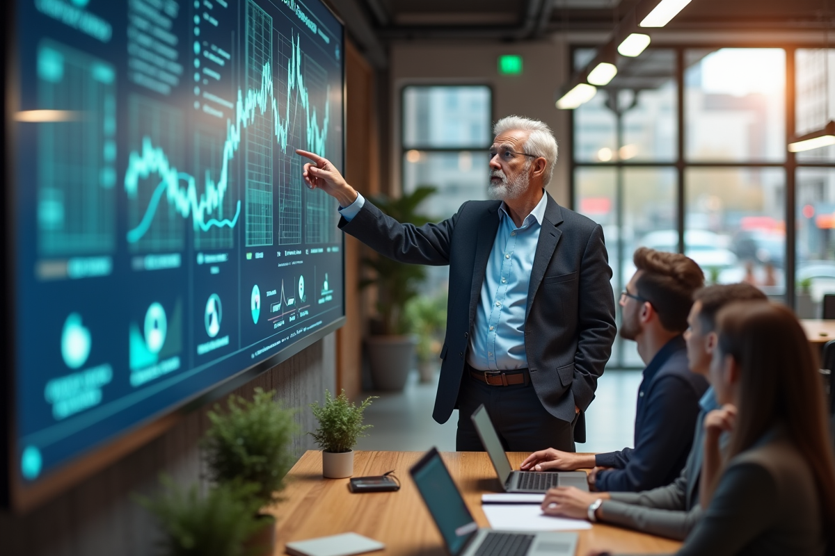 Homme entrepreneur discutant dans un espace de coworking dynamique