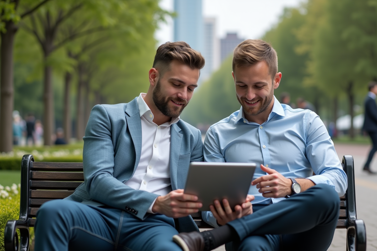 Deux hommes discutant d