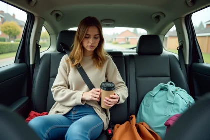 Jeune femme frustrée dans une voiture en retard