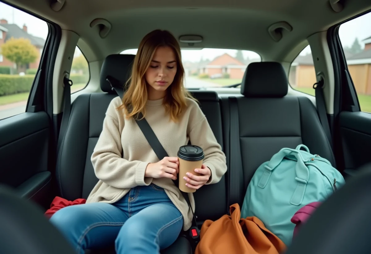 Jeune femme frustrée dans une voiture en retard