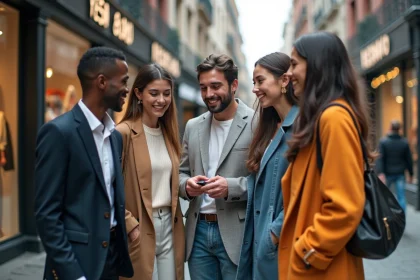 Groupe de jeunes adultes mode urbaine diversité