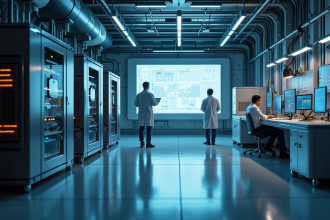 ordinateur quantique dans un laboratoire hightech de la nasa